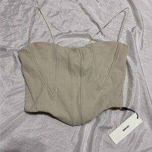 Joah Brown Beige Corset Top Spaghetti Strap M/L NWT